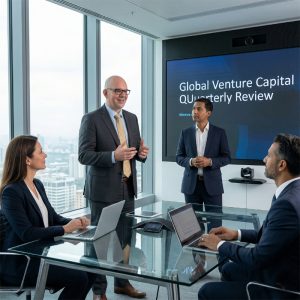 Boris Milo führt Präsentation im Management Meeting mit Geschäftspartnern